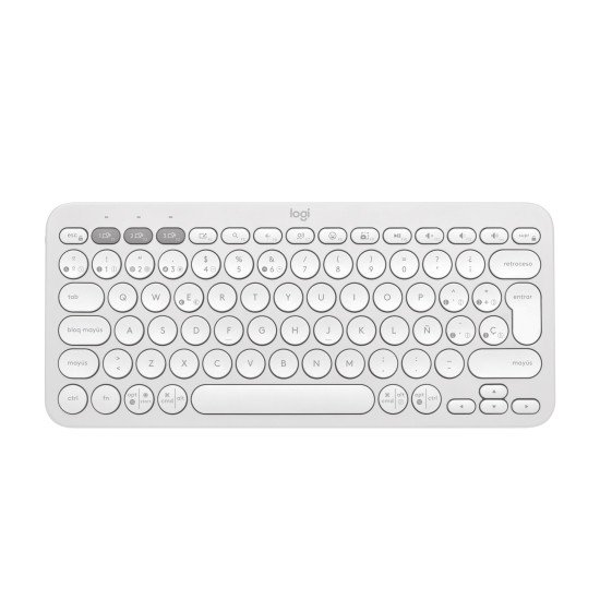 Logitech Pebble Keys 2 K380s clavier RF sans fil + Bluetooth QWERTY Espagnole Blanc