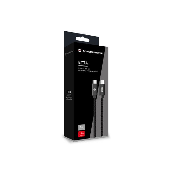 Conceptronic ETTA03B12 câble USB USB 2.0 1,2 m USB C Noir Conceptronic ETTA03B12 câble USB USB 2.0 1,2 m USB C Noir