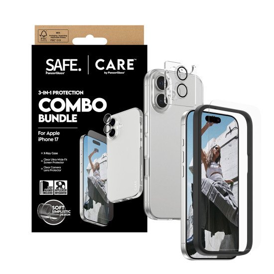 PanzerGlass SAFE. | CARE by ® 3-in-1 Fashionable Combo Bundle iPhone 17 Protection d'écran transparent Apple 1 pièce(s)
