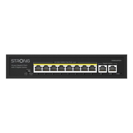 Strong SW8010POE+ commutateur réseau Gigabit Ethernet (10/100/1000) Connexion Ethernet POE Bureau Noir