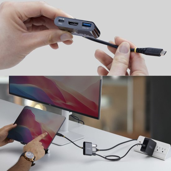 StarTech.com Adaptateur Multiport USB-C vers HDMI avec Charge PD 140W, HDMI 4K 60Hz, Hub USB 5 Gbps, Mini Dock pour MacBook / Dell / Thinkpad / HP / iPad / Tablettes