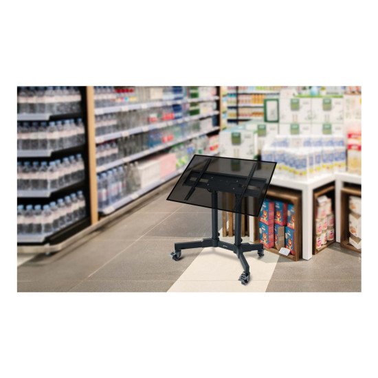 Manhattan Supporte une TV de 23" à 70" jusqu'à 40 kg, Inclinaison de +45°, faible hauteur, idéal pour les scènes et les notes de présentation, noir