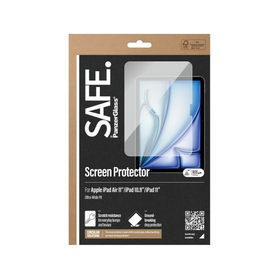 PanzerGlass SAFE. by ® Screen Protector iPad Air 11'' (2025-2024) | iPad 11'' (2025-2024) | iPad 10.9'' (2022) | Ultra-Wide Fit Protection d'écran transparent Apple 1 pièce(s)