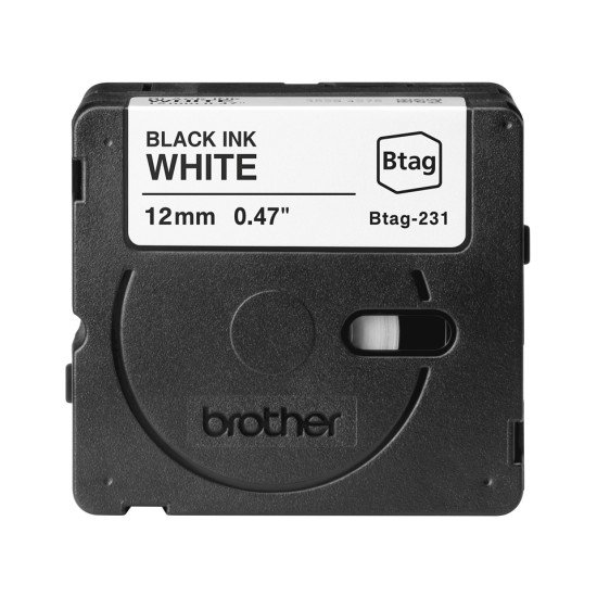 Brother BTAG-231 - Ruban adhésif – noir sur blanc, 12 mm de large, non laminé