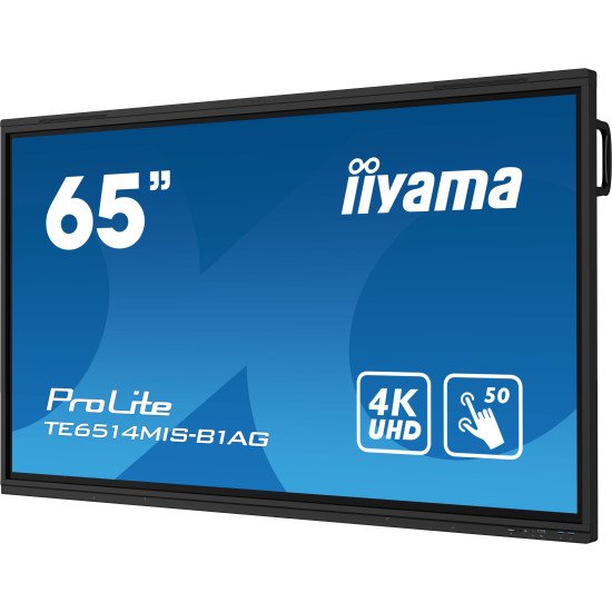 iiyama TE6514MIS-B1AG affichage de messages Écran plat interactif 165,1 cm (65") LCD Wifi 435 cd/m² 4K Ultra HD Noir Écran tactile Intégré dans le processeur Android 24/7