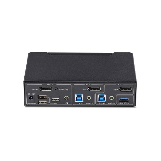 StarTech.com Switch KVM DisplayPort 2 Ports, 4K 60 Hz, DP 1.2, Gestion EDID, Hub USB 3.0 2 Ports, 4 Ports USB HID, Conforme TAA
