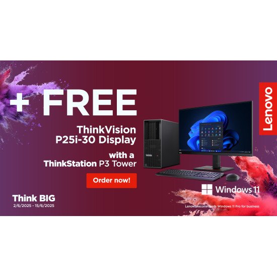 Lenovo ThinkStation P3 + ThinkVision P25i-30 Intel® Core™ i7 i7-14700K 32 Go DDR5-SDRAM 1 To SSD Windows 11 Pro Tower Station de travail Noir Lenovo ThinkStation P3 + ThinkVision P25i-30 Intel® Core™ i7 i7-14700K 32 Go DDR5-SDRAM 1 To SSD Windows 11 Pro Tower Station de travail Noir