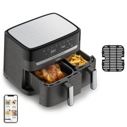 Tefal Dual Easy Fry & Grill EY905B Double 8,3 L Autonome 2700 W Friteuse d'air chaud Gris