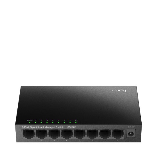 Cudy 8-Port Gigabit Easy-Managed Switch, GS108E 1.0 Géré L2 Gigabit Ethernet (10/100/1000) Noir