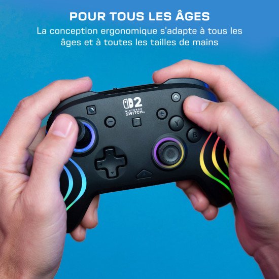 Turtle Beach Afterglow Wave Noir Manette de gaming RGB sans fil Sous licence officielle pour Nintendo Switch 2