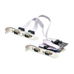 StarTech.com Carte Série PCI Express à 4 Ports - Adaptateur/Carte PCIe à 4 Ports vers RS232/RS422/RS485 (DB9), Support Bas-Profil Inclus, UART 16C1050, Windows/Linux, Conformité TAA - Protection ESD de niveau 4