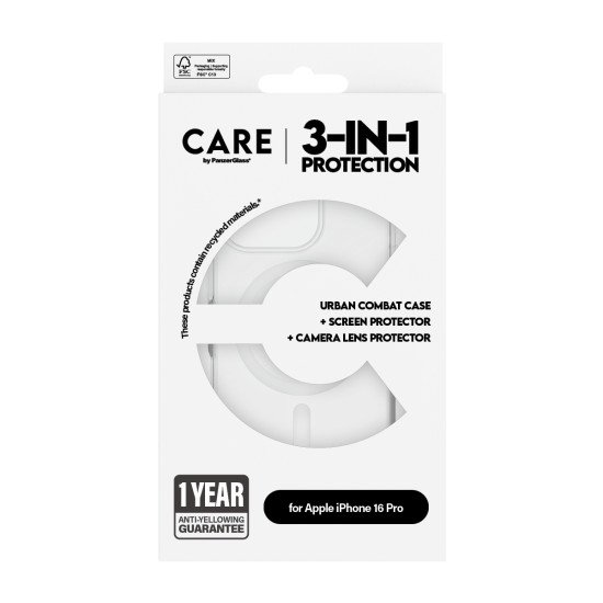 PanzerGlass CARE by ® Flagship 3-in-1 Bundle iPhone 16 Pro Protection d'écran transparent Apple 1 pièce(s) PanzerGlass CARE by ® Flagship 3-in-1 Bundle iPhone 16 Pro Protection d'écran transparent Apple 1 pièce(s)
