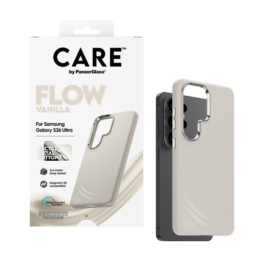 PanzerGlass CARE™ by ® Flow Case Vanilla w. Qi Samsung Galaxy S26 Ultra coque de protection pour téléphones portables Housse Beige