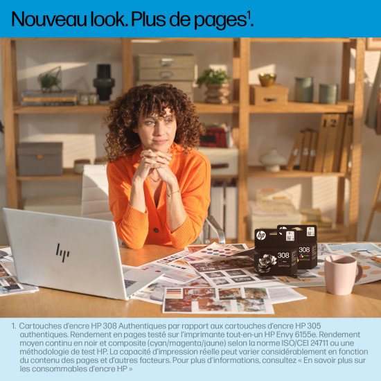 HP 308 Cartouche d'encre authentique Noir