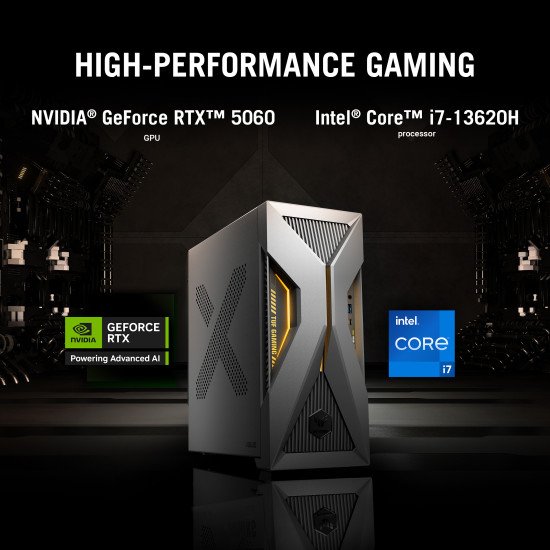 ASUS TUF Gaming T500 T500MV-07240H269W Intel Core 7 240H 16 Go DDR5-SDRAM 1 To SSD NVIDIA GeForce RTX 5060 Ti Windows 11 Home Tower PC Noir, Gris