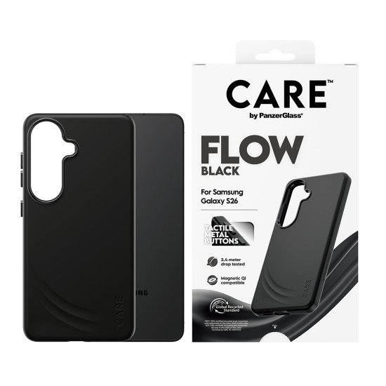 PanzerGlass CARE™ by ® Flow Case Black w. Qi Samsung Galaxy S26 coque de protection pour téléphones portables Housse Noir