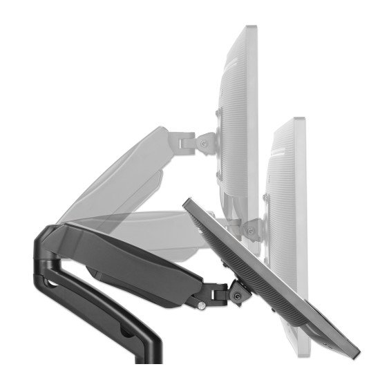 Manhattan Support de bureau double pour TV/moniteurs (bras à ressort à Bras articulé), écrans 10" à 27", fixation à l'arrière par pince ou passe-câble, Compatibilité VESA : 75x75 et 100x100 mm (vérifiez les dimensions des quatre trous de fixatio