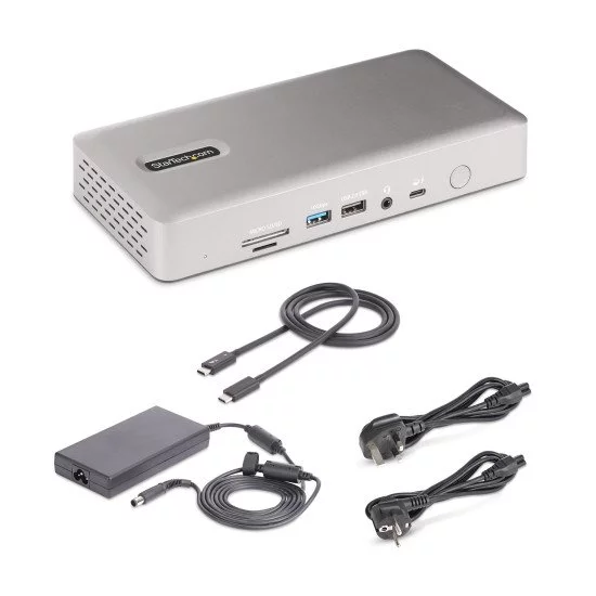 StarTech.com Station d'Accueil Thunderbolt 4 pour Écrans Multiples, Docking Station/Dock pour Quadruples/Triples/Doubles Écrans - 2x HDMI/2x DisplayPort, Hub 7x USB, Ethernet 2.5Gb, Power Delivery 98W StarTech.com Station d'Accueil Thunderbolt 4 pour Écrans Multiples, Docking Station/Dock pour Quadruples/Triples/Doubles Écrans - 2x HDMI/2x DisplayPort, Hub 7x USB, Ethernet 2.5Gb, Power Delivery 98W