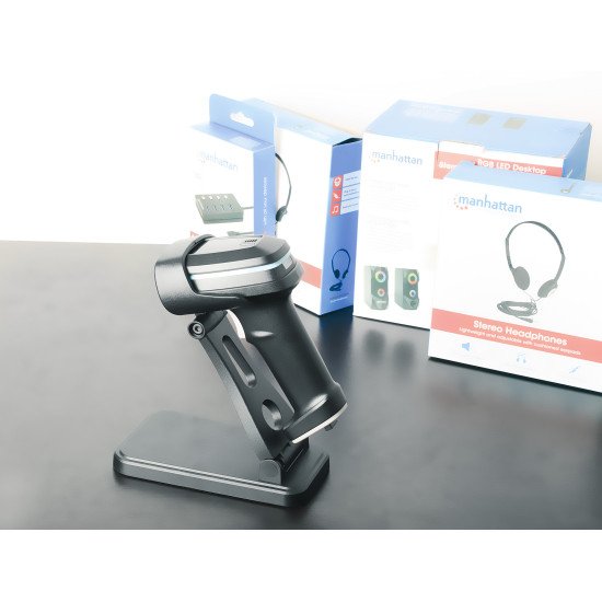 Manhattan Support réglable pour scanner codes-barres, hauteur et inclinaison réglables, compatible 153997/154116/154185, noir, garantie à vie