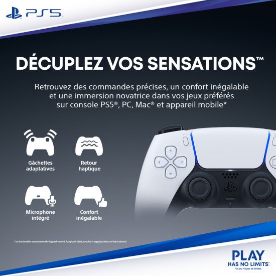 Sony DualSense Bleu Bluetooth/USB Manette de jeu Analogique/Numérique Android, MAC, PC, PlayStation 5, iOS