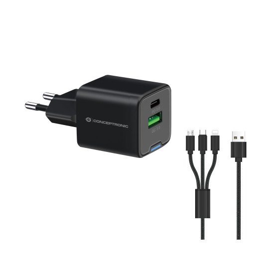 Conceptronic ALTHEA16B chargeur d'appareils mobiles Universel Noir Secteur Charge rapide Intérieure