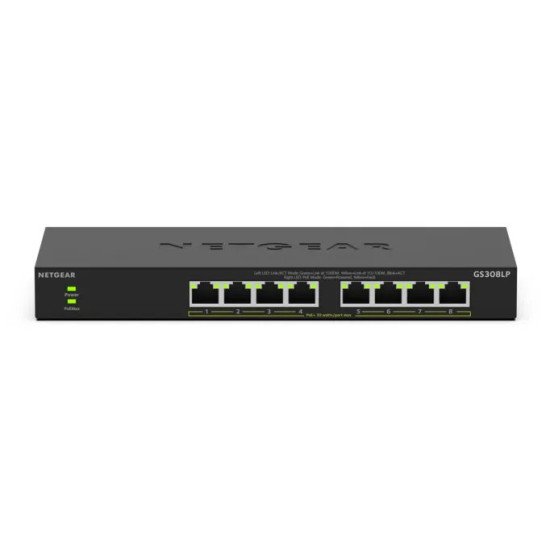 NETGEAR GS308LP Non-géré Gigabit Ethernet (10/100/1000) Connexion Ethernet POE Bureau Noir