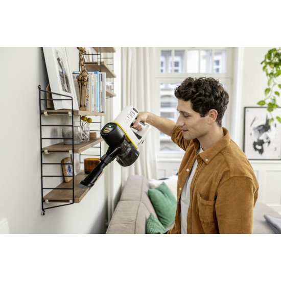 Kärcher VC 4 Aspirateur-balai 2 en 1 Batterie Sec mousse Sans sac 0,65 L Noir, Blanc 2,5 Ah Kärcher VC 4 Aspirateur-balai 2 en 1 Batterie Sec mousse Sans sac 0,65 L Noir, Blanc 2,5 Ah