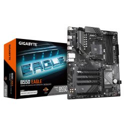 GIGABYTE B550 EAGLE Carte mère - Processeurs AMD Ryzen série 5000 G, VRM 10+3+1 phases, jusqu'à 3200 MHz DDR4, 1xPCIe 4.0 + 1xPCIe 3.0 M.2, LAN 1GbE, USB 3.2 Gen 2 GIGABYTE B550 EAGLE Carte mère - Processeurs AMD Ryzen série 5000 G, VRM 10+3+1 phases, jusqu'à 3200 MHz DDR4, 1xPCIe 4.0 + 1xPCIe 3.0 M.2, LAN 1GbE, USB 3.2 Gen 2
