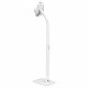 Manhattan Support de sol antivol pour tablette et iPad, universel, rotation 360°, inclinaison +20° à -110°, verrouillable, blanc, pour tablettes 7,9"–11", hauteur réglable 790 à 1190 mm, fixation à l'arrière au sol possible