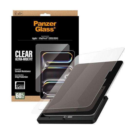 PanzerGlass ® Screen Protector iPad Pro 11" (2024-2025) | Ultra-Wide Fit w. Fastfit tool Protection d'écran transparent Apple 1 pièce(s)