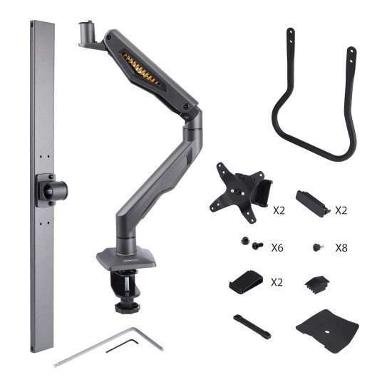 StarTech.com Bras pour Double Moniteur avec Barre Transversale, Écrans Jusqu'à 27", VESA 75x75/100x100, Max 15kg, Pince en C, Entièrement Articulé, Ressort Mécanique, TAA