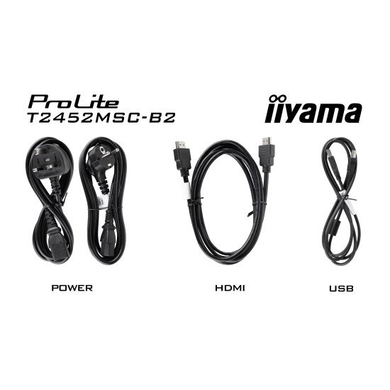 iiyama ProLite T2452MSC-B2 écran PC 61 cm (24") 1920 x 1080 pixels Full HD Écran tactile Noir