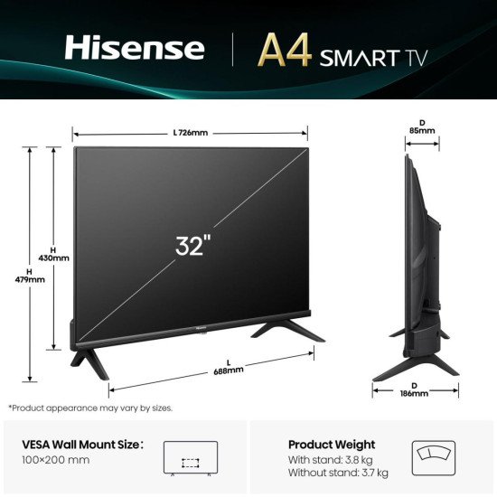 Hisense 32A4Q 81,3 cm (32") HD Smart TV Wifi Noir