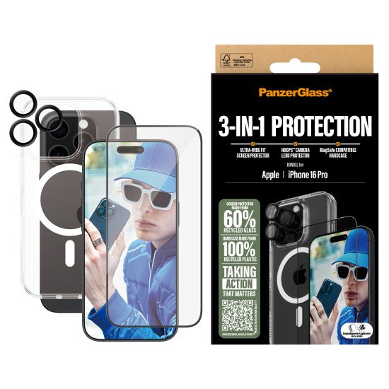 PanzerGlass ® 3-in-1 Protection Bundle iPhone 16 Pro Protection d'écran transparent Apple 1 pièce(s) PanzerGlass ® 3-in-1 Protection Bundle iPhone 16 Pro Protection d'écran transparent Apple 1 pièce(s)