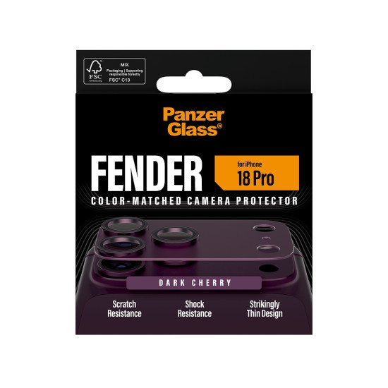 PanzerGlass ® Fender Camera Protector Dark Cherry iPhone 2026 Pro Protection d'écran transparent 1 pièce(s)