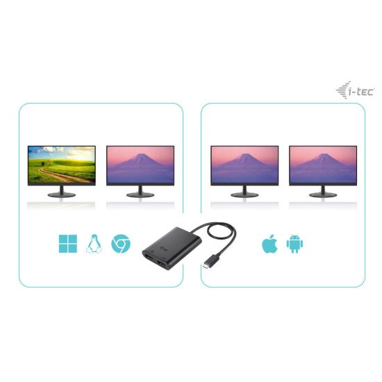 i-tec USB-C Dual 4K/60Hz (single 8K/30Hz) HDMI Video Adapter