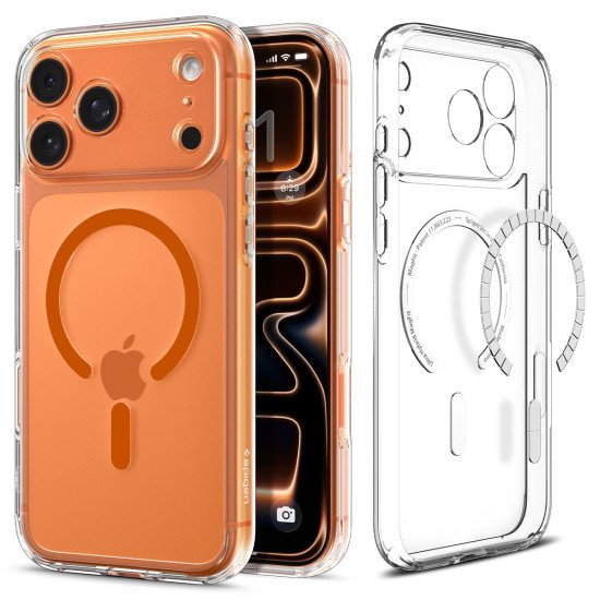 Spigen Ultra Hybrid (MagFit) coque de protection pour téléphones portables 17,5 cm (6.9") Housse Orange, Transparent