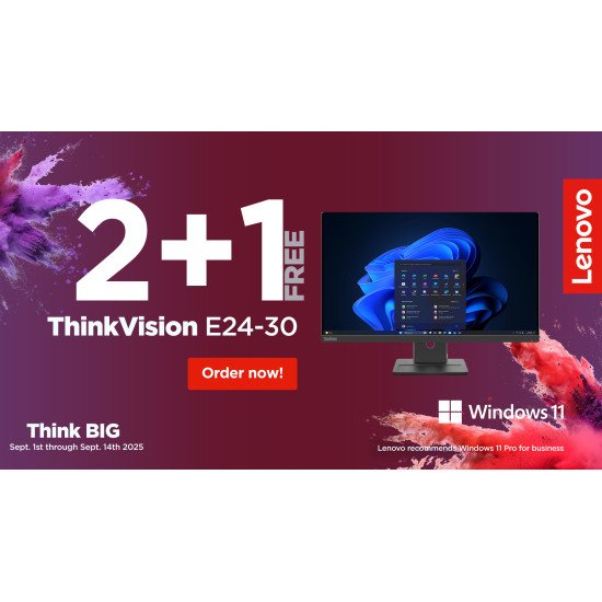 Lenovo Bundle Promo: Buy 2 get 1 for free. ThinkVision E24-30 (3 units) LED display 60,5 cm (23.8") 1920 x 1080 pixels Full HD Noir Lenovo Bundle Promo: Buy 2 get 1 for free. ThinkVision E24-30 (3 units) LED display 60,5 cm (23.8") 1920 x 1080 pixels Full HD Noir
