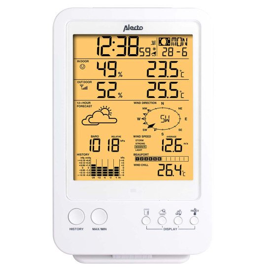 Alecto WS-4800 station météo numérique Blanc LCD Batterie