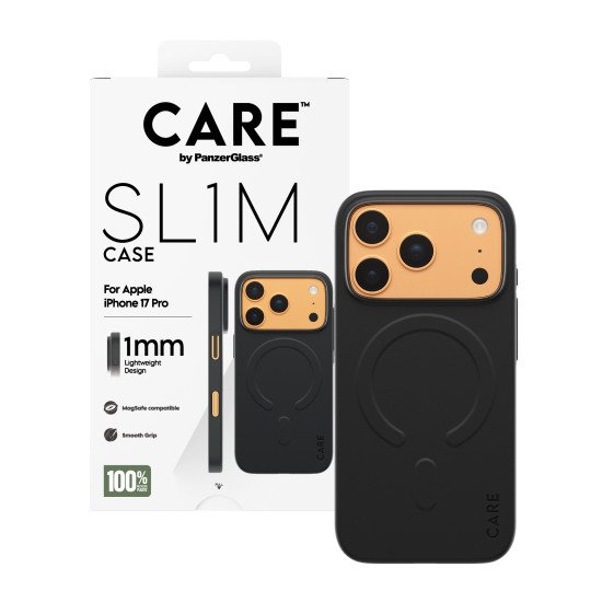 PanzerGlass CARE™ by ® SL1M Case Black w. MagSafe iPhone 17 Pro coque de protection pour téléphones portables Housse Noir