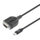 Manhattan Câble convertisseur USB-C vers série RS232/COM/DB9, 1 m, mâle à mâle, puce Prolific PL2303GT, noir, garantie 3 ans