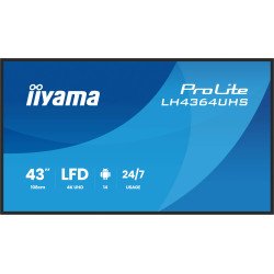 iiyama LH4364UHS-B1AG Écran d'affichage dynamique Écran plat de signalisation numérique 109,2 cm (43") LED Wifi 500 cd/m² 4K Ultra HD Noir Android 24/7