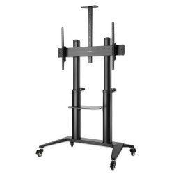 Manhattan Support sur roulettes pour TV/moniteurs, écrans 70" à 120", Compatibilité VESA : de 200x200 à 1000x600 mm (vérifiez les dimensions des quatre trous de fixation à l'arrière), charge max. 140 kg, hauteur réglable 1250–1600 mm