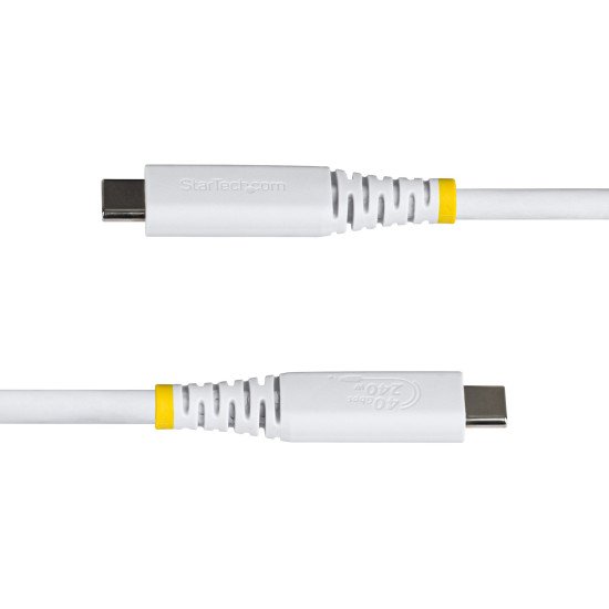 StarTech.com Câble USB4 de 1m, 40 Gbps, Câble USB-C Certifié USB-IF, 240 W PD, 8K 60Hz/4K 240Hz DP2.1 DP40, Gaine TPE, Compatible Thunderbolt 4 - Cordon USB-C Blanc