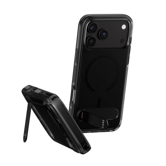 PanzerGlass CARE™ by ® Kickstand Case Smokey w. Black MagSafe iPhone 2026 Pro Max | 17 Pro Max coque de protection pour téléphones portables Housse Transparent