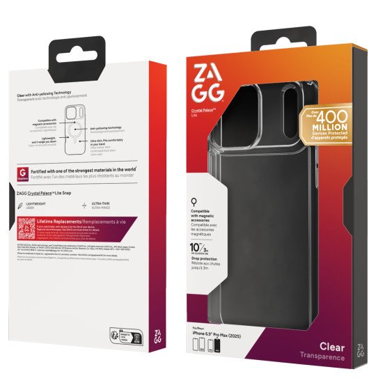ZAGG Crystal Palace Lite coque de protection pour téléphones portables 17,5 cm (6.9") Housse Transparent ZAGG Crystal Palace Lite coque de protection pour téléphones portables 17,5 cm (6.9") Housse Transparent