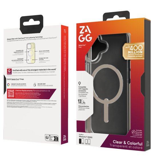 ZAGG Santa Cruz Snap coque de protection pour téléphones portables 16 cm (6.3") Housse Titane, Transparent ZAGG Santa Cruz Snap coque de protection pour téléphones portables 16 cm (6.3") Housse Titane, Transparent
