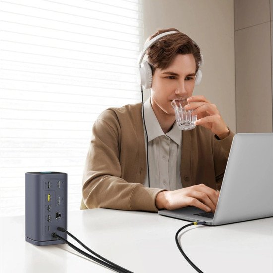 Baseus B00568101813-01 station d'accueil Avec fil USB 3.2 Gen 1 (3.1 Gen 1) Type-C Gris