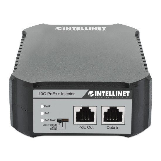 Intellinet Injecteur PoE++ 10G à 1 port 95 W, conforme IEEE 802.3bt (4PPoE), boîtier métallique, option de montage mural, Alimentation par Ethernet, Power Over Ethernet, garantie de 3 ans