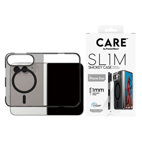 PanzerGlass CARE™ by ® SL1M Case Smokey w. Black MagSafe iPhone Duo coque de protection pour téléphones portables Housse Noir